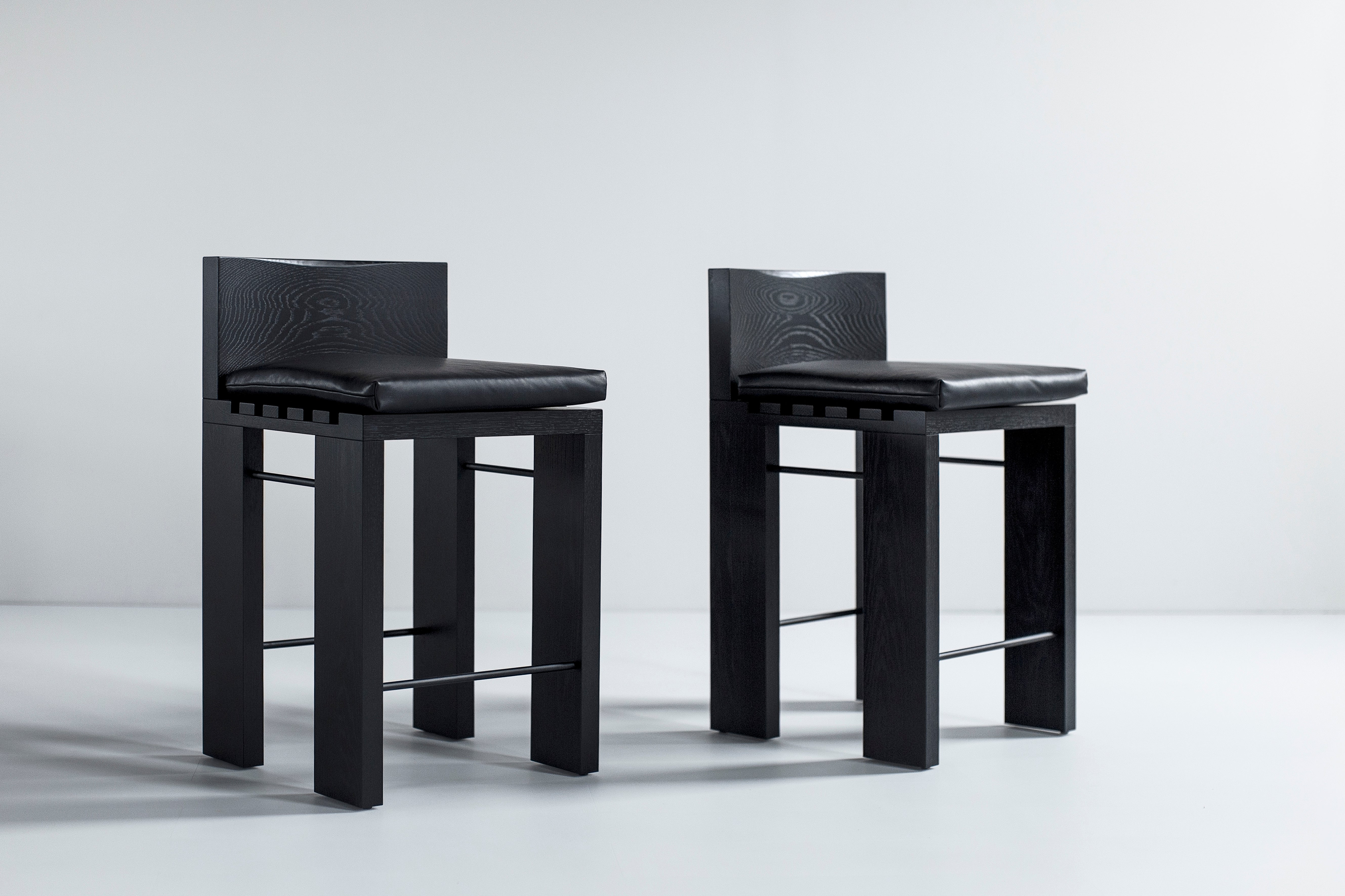 Black Chile Counter Stool Black Leather, Image 4