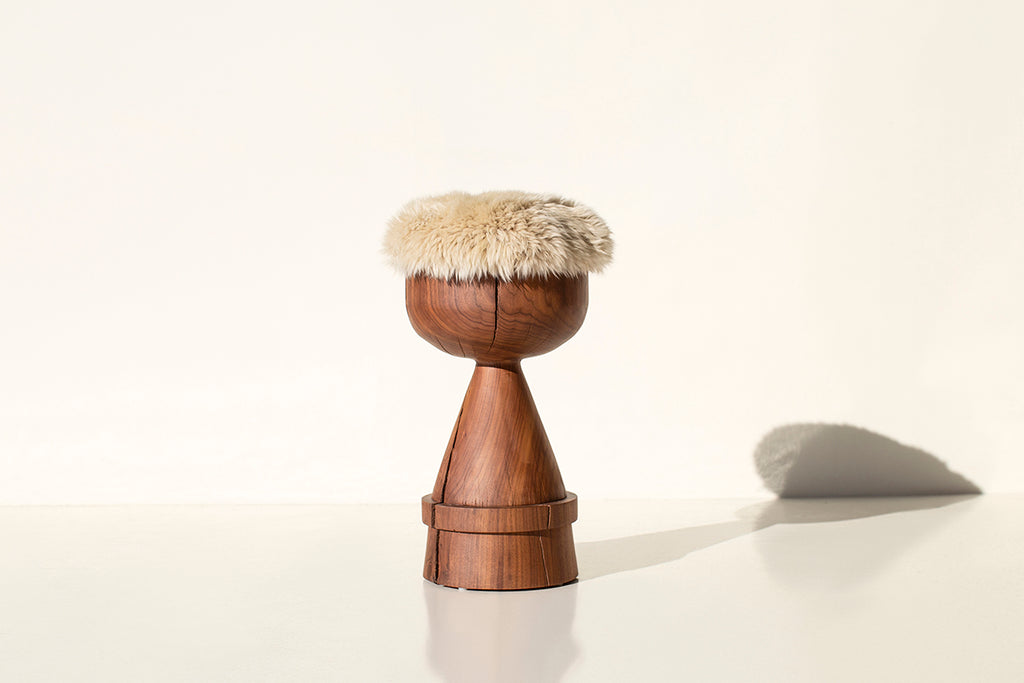 Boca Counter Stool Walnut Sheepskin Image 01