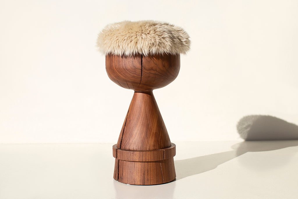 Boca Counter Stool Walnut Sheepskin Image 10