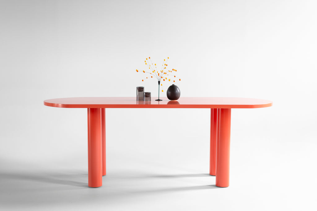 Cava Dining Table Bright Coral Lacquer, image 1