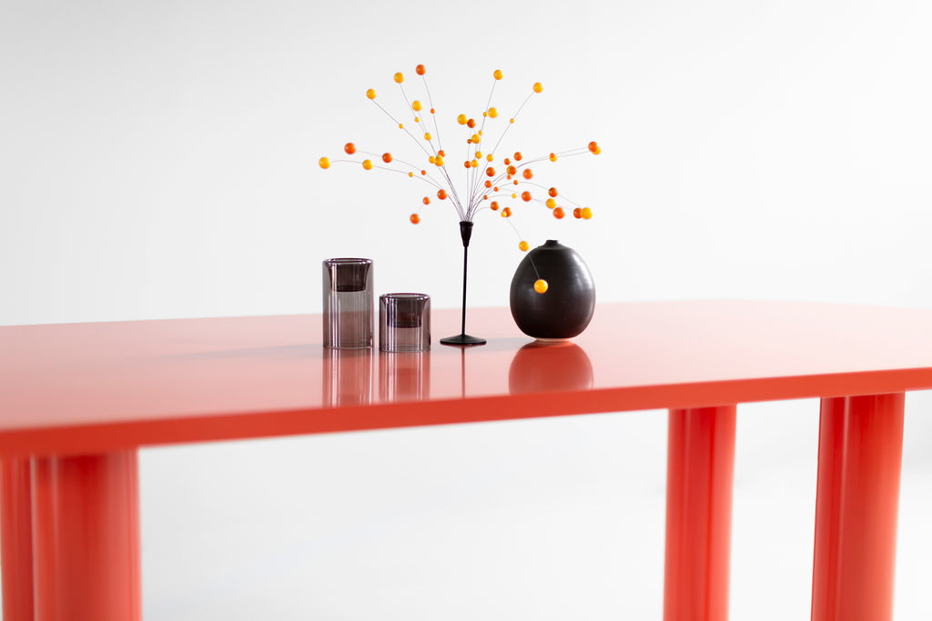 Cava Dining Table Bright Coral Lacquer, image 7
