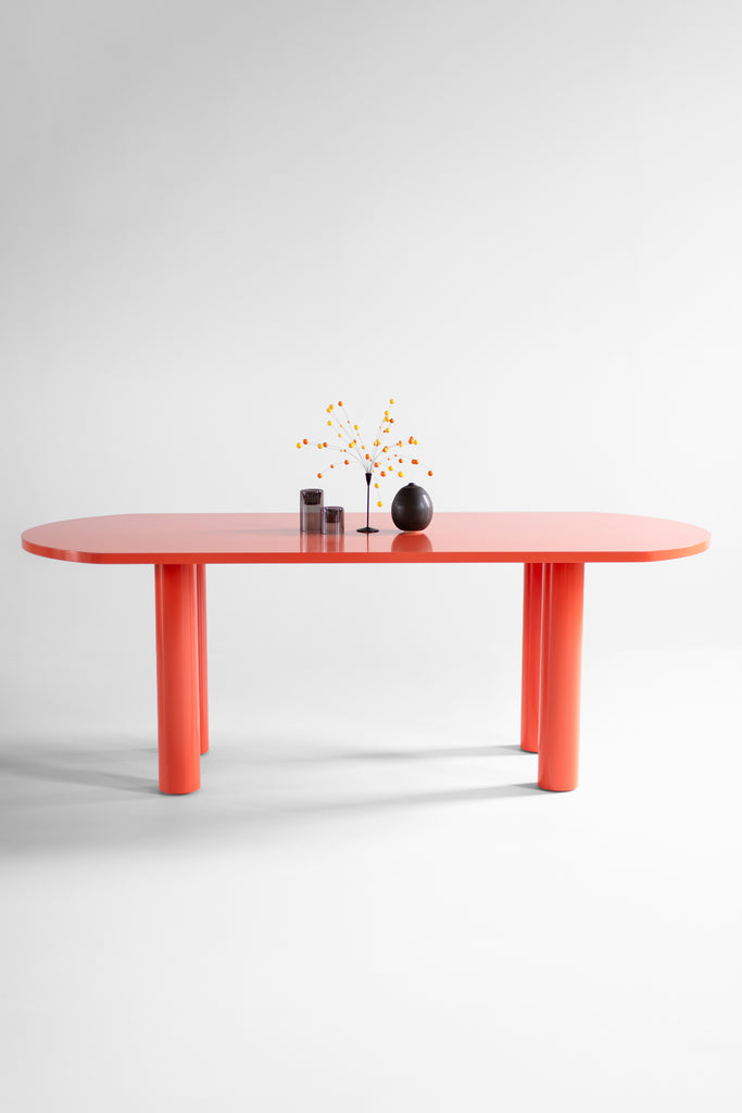 Cava Dining Table Bright Coral Lacquer, image 9