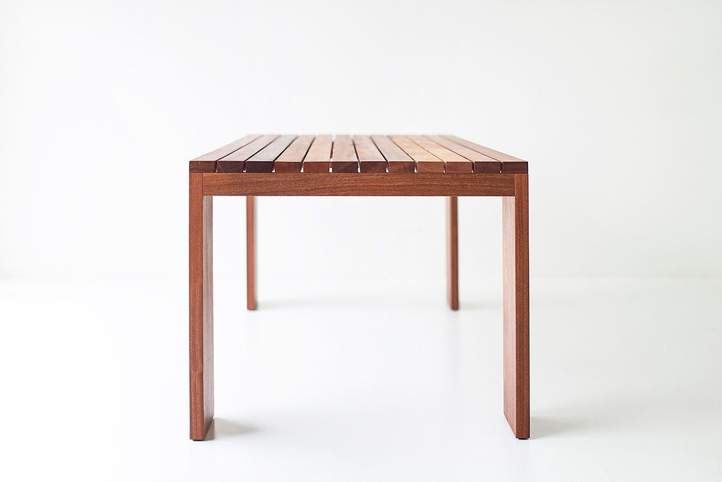Modern Patio Furniture Chile Slatted Top Dining Table, image 09