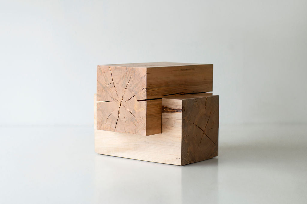 Wood Beam End Table Tetris, Image 01