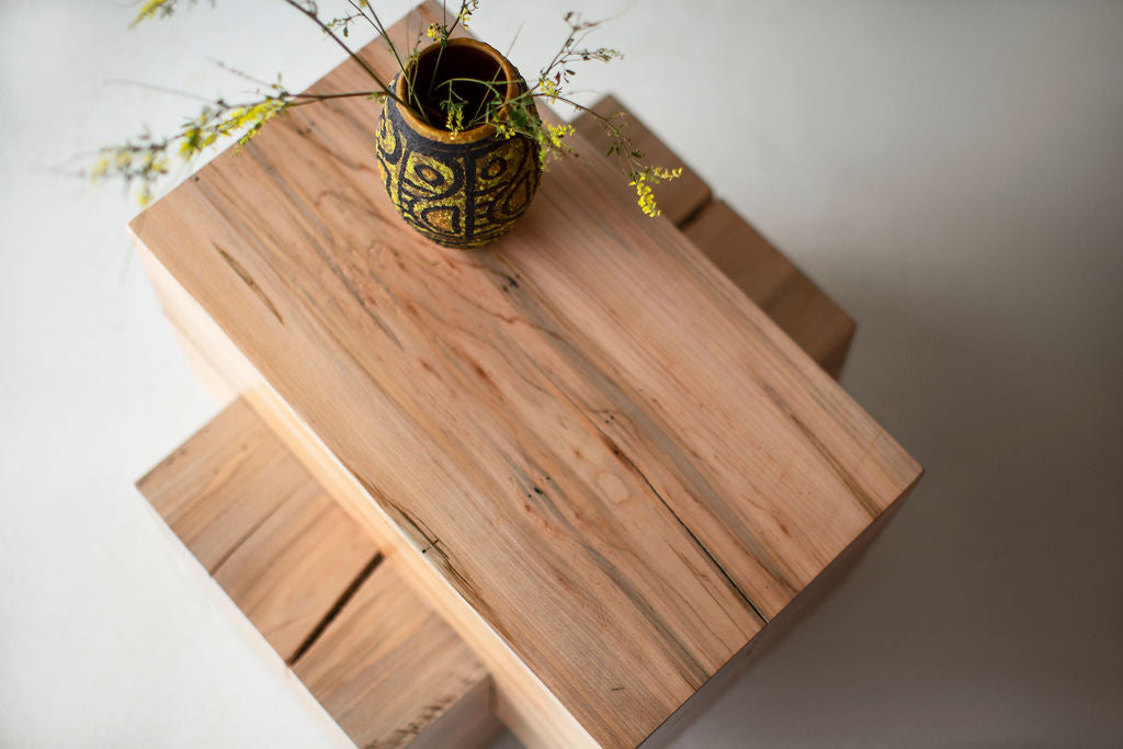 Wood Beam End Table Tetris, Image 02