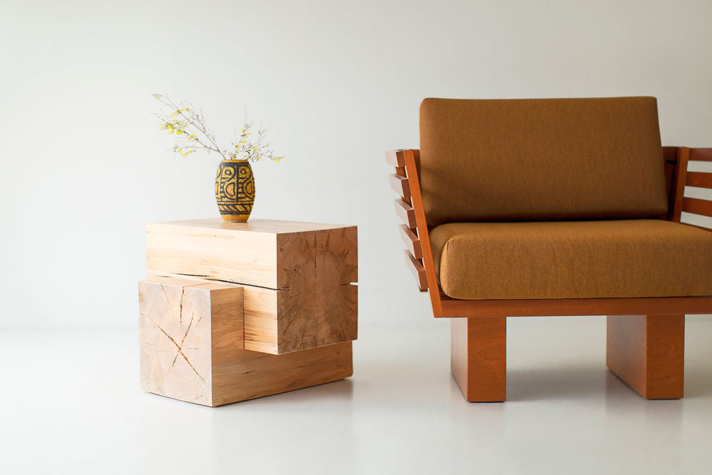 Wood Beam End Table Tetris, Image 04