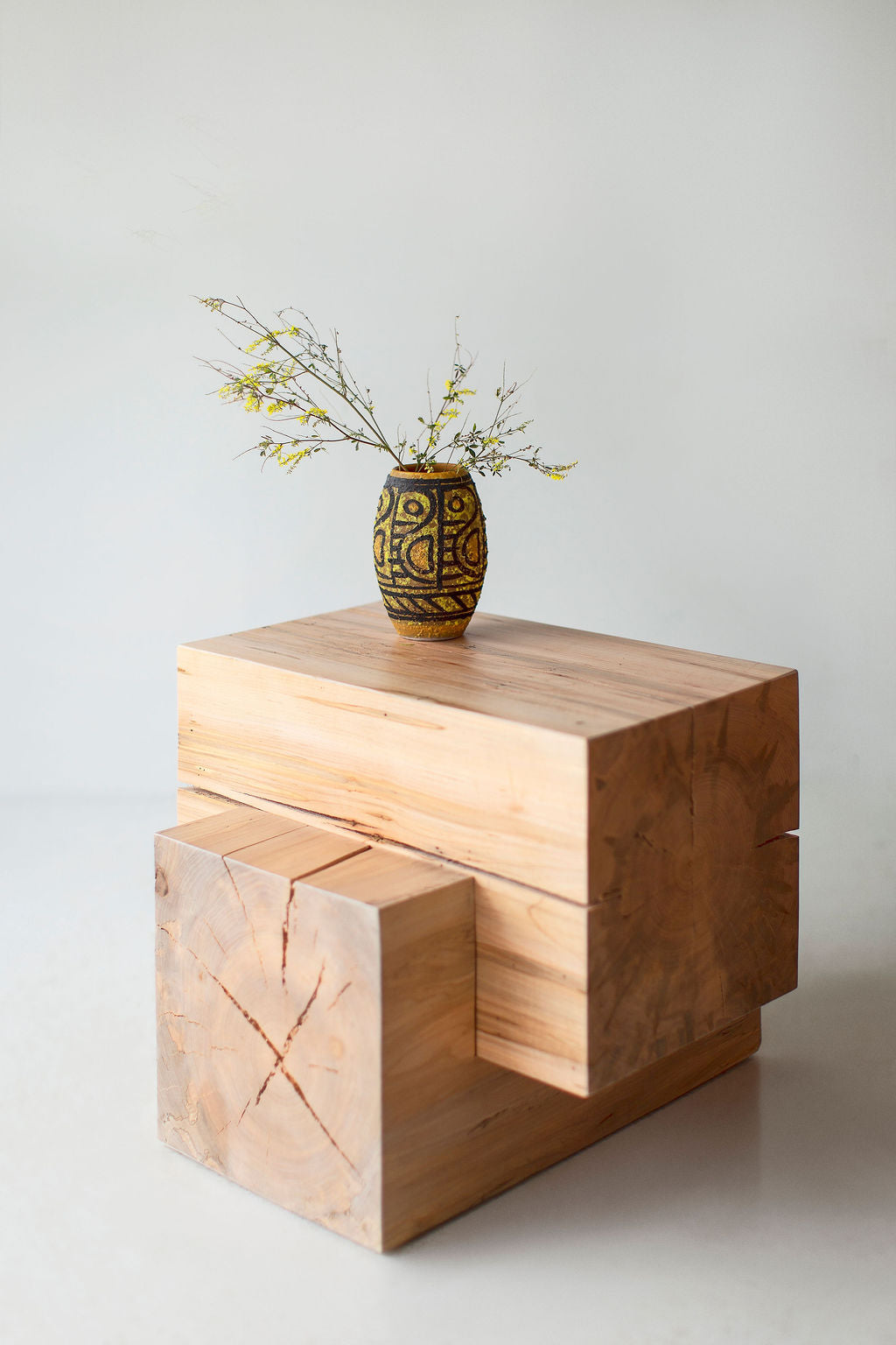 Wood Beam End Table Tetris, Image 07