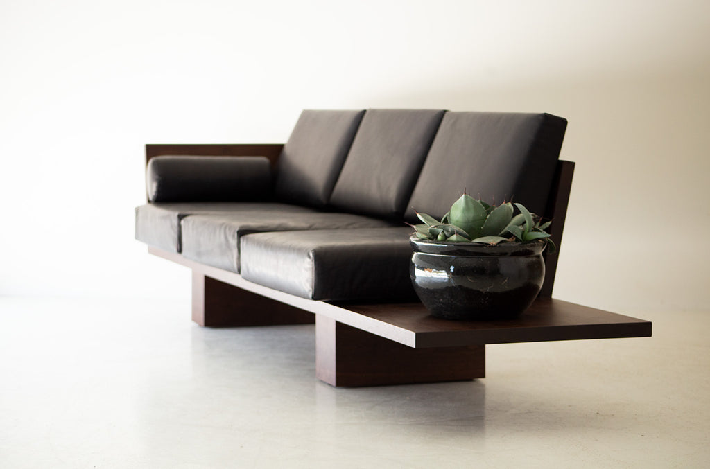 Modern Walnut Leather Sofa - The Suelo - 3022 – bertuhome